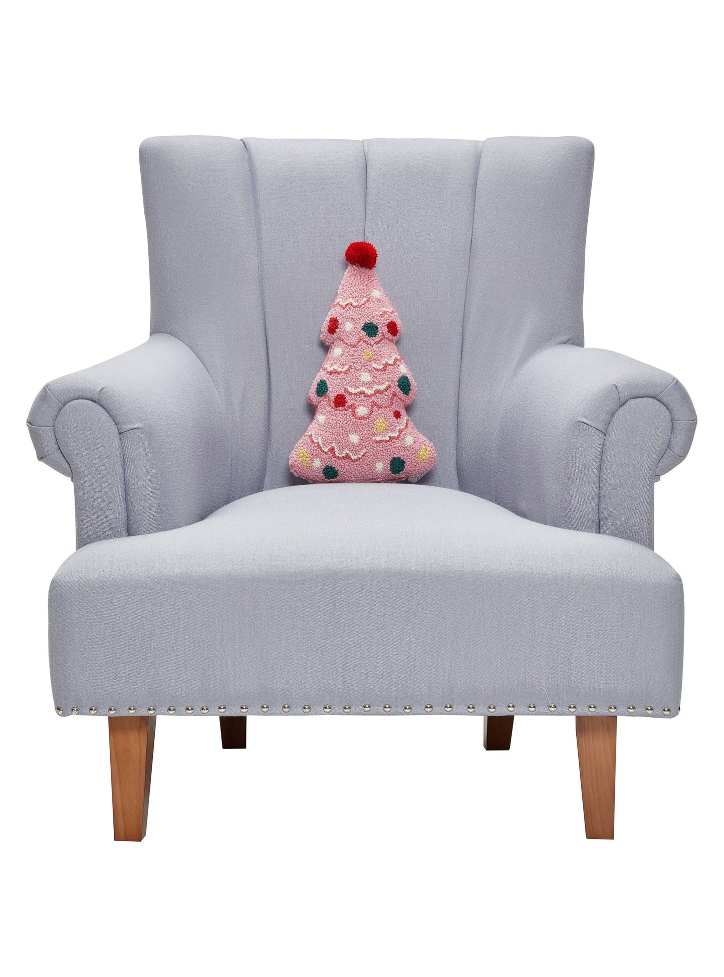 Shaped Holiday Tree w/Pom Hook Pillow