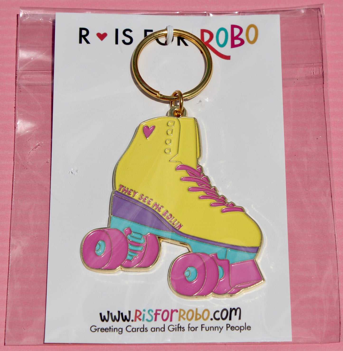 Roller Skate Preppy Gold Keychain