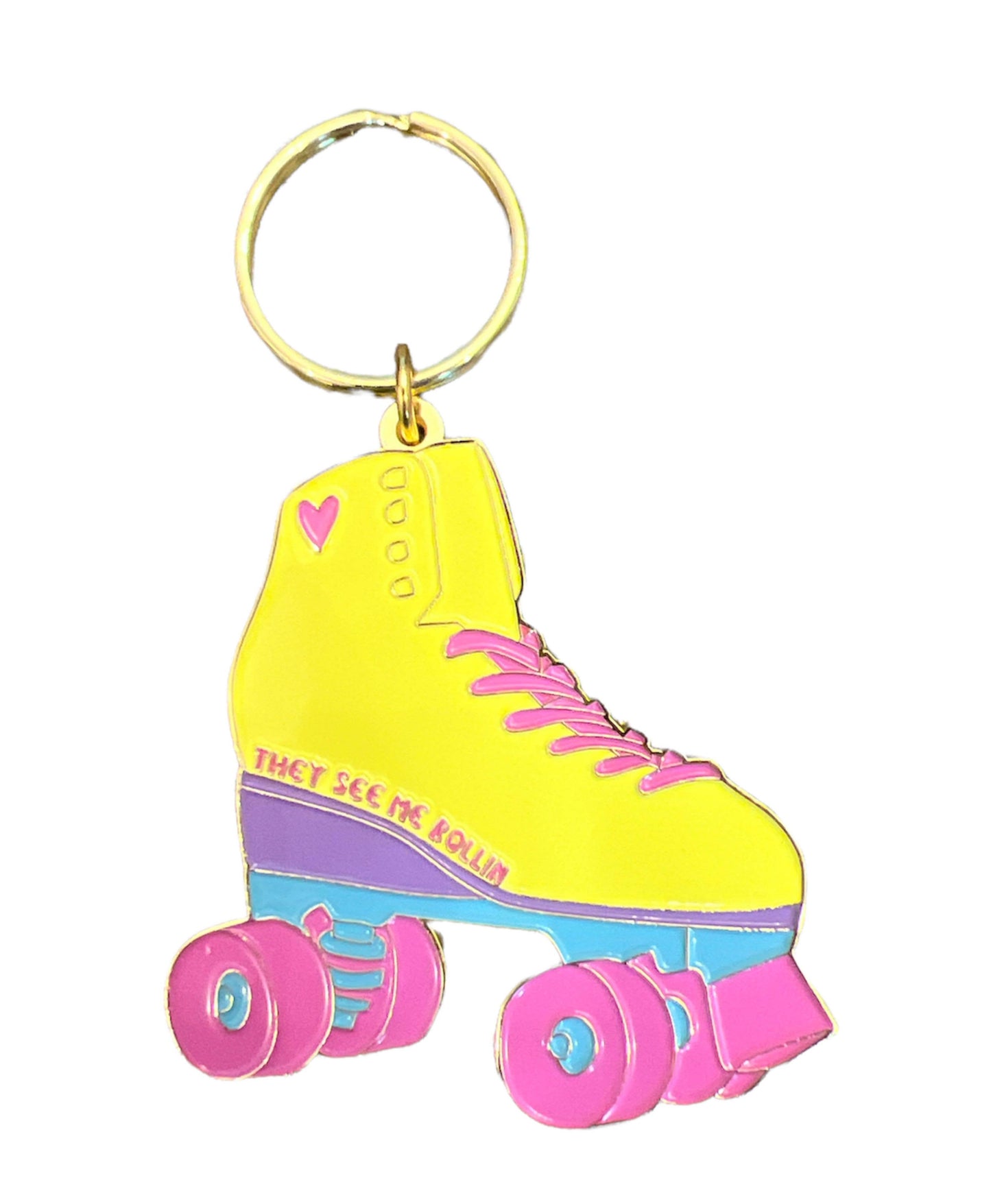 Roller Skate Preppy Gold Keychain