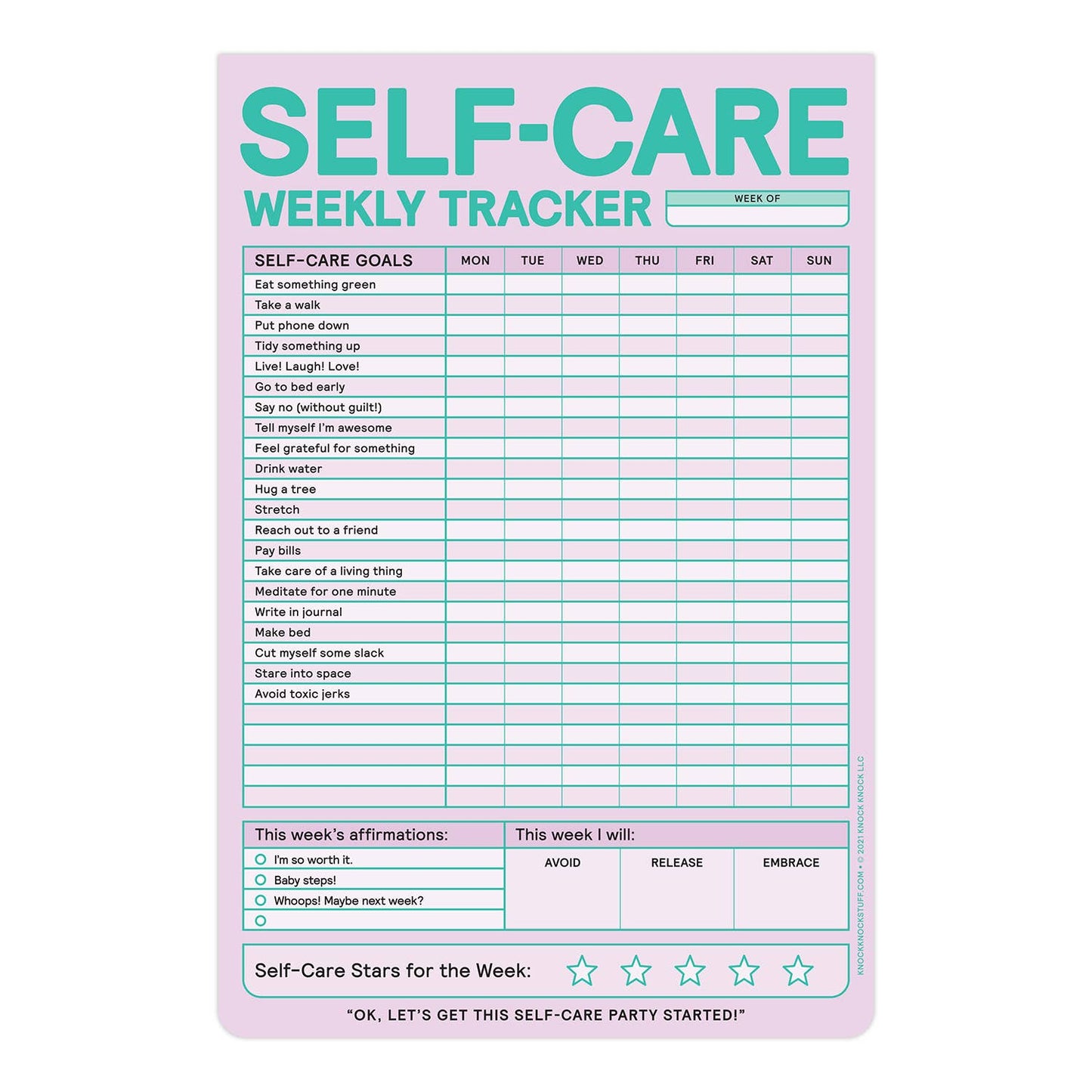 Self-Care Weekly Tracker Pad