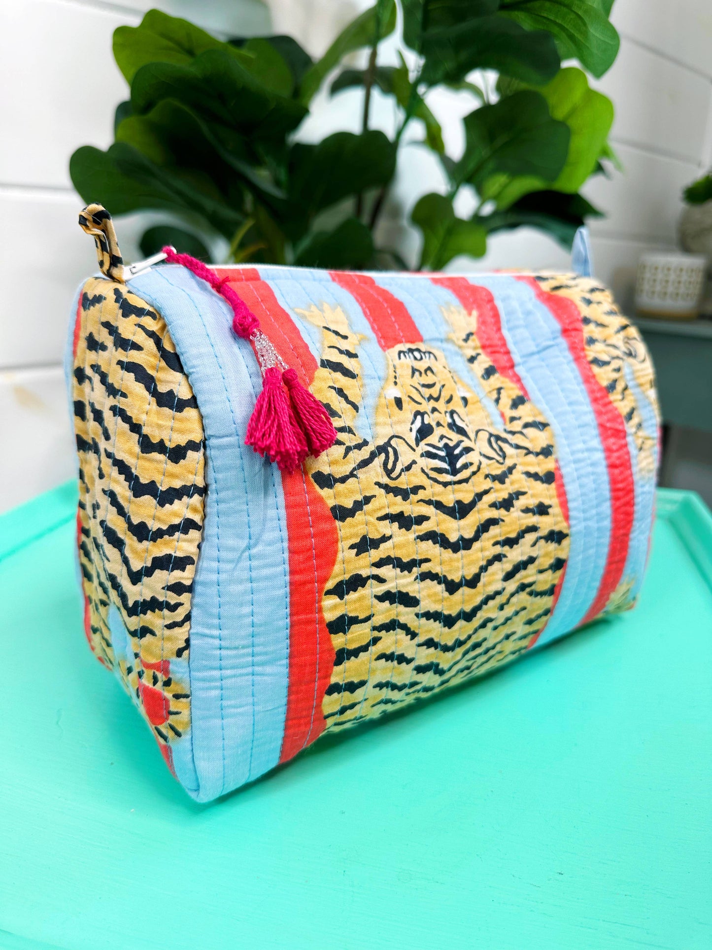 Quilted Tiger Cosmetic Bag