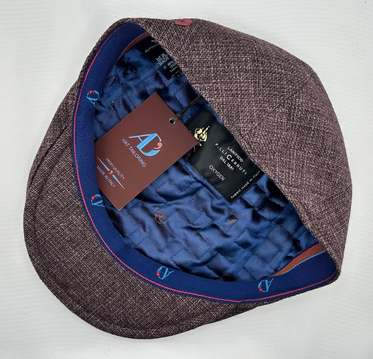 "The Plum Brown" Italian Linen and Silk Flat Cap by Alfonso D'Este