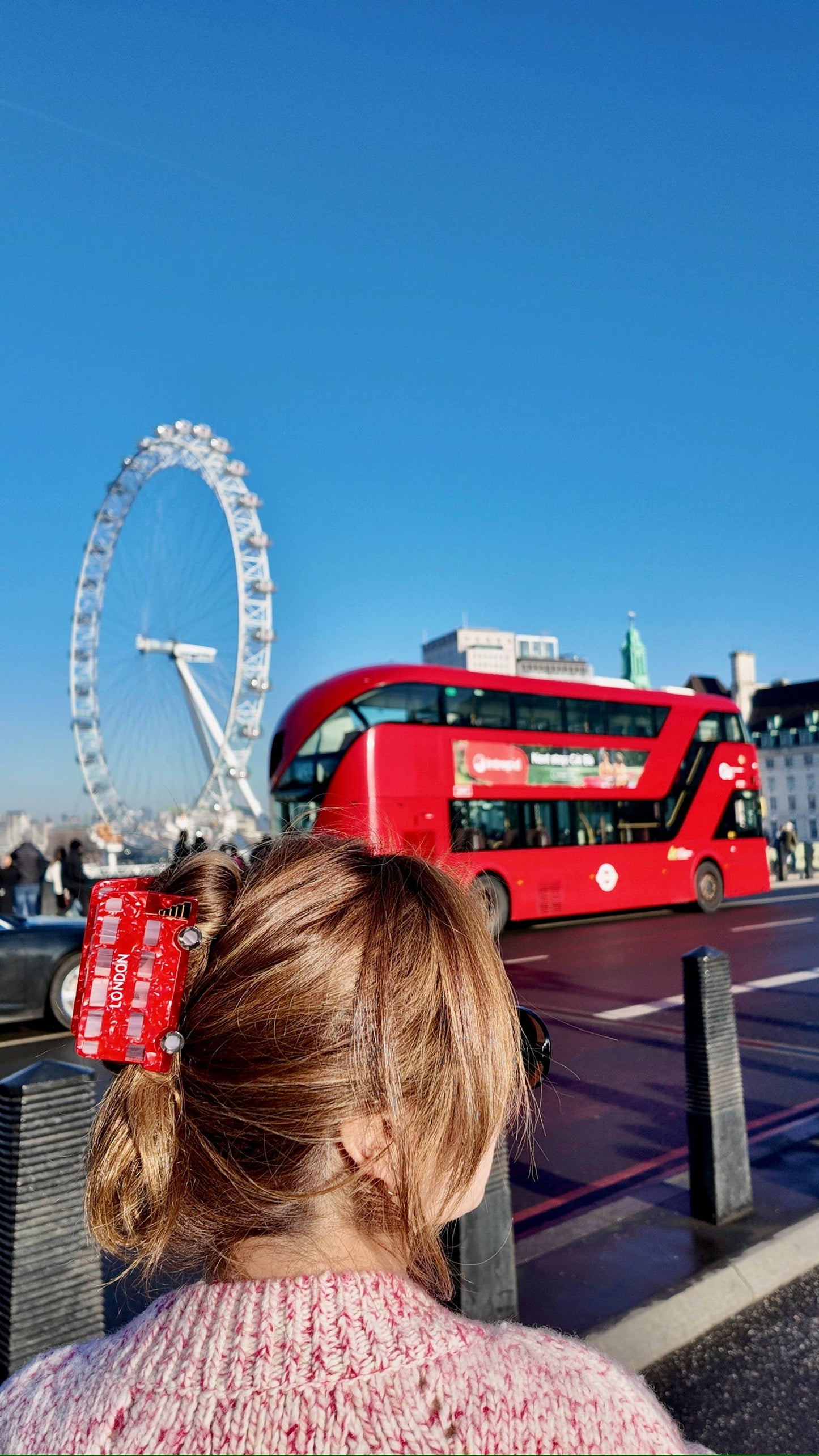 Hand-painted London Bus Claw Hair Clip