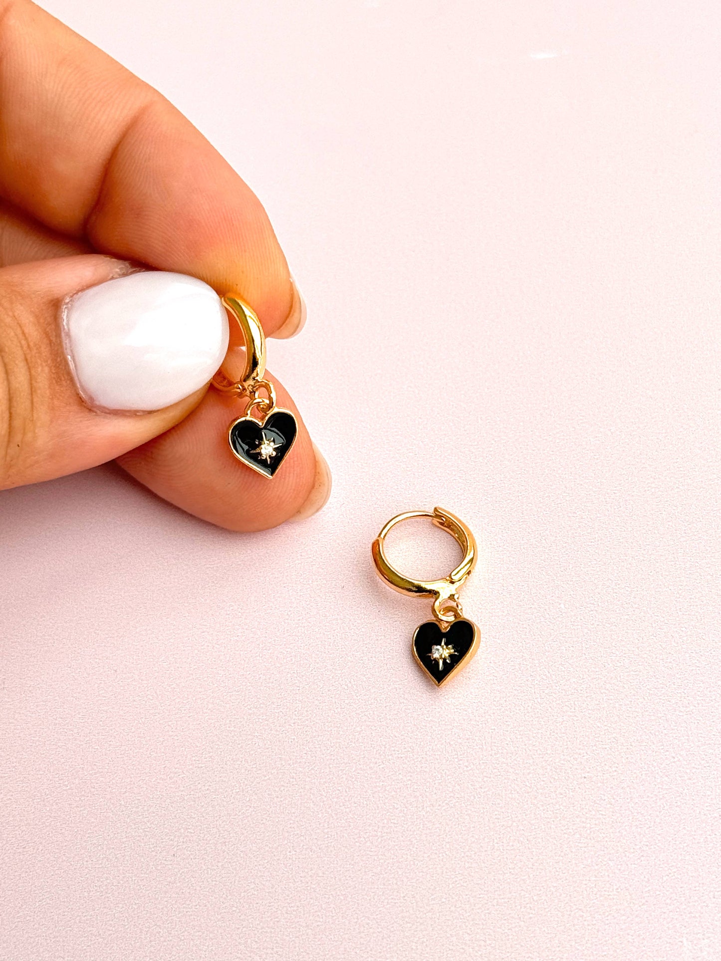 Black Heart Celestial Gold Huggies