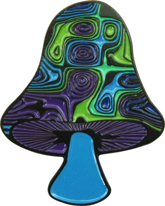 Enamel Pin - Mushroom - Groovy Multicolor Swirl - Blue / Green / Purple