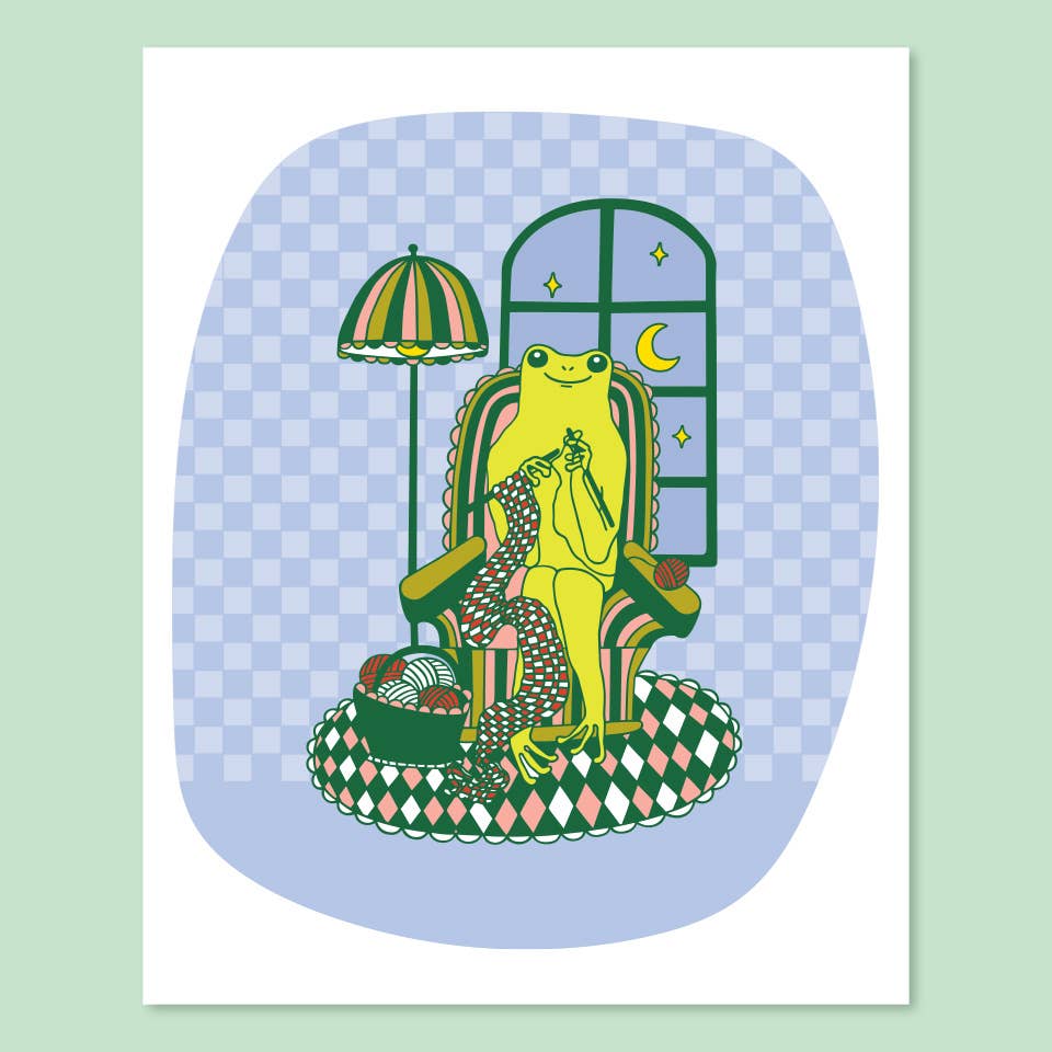 Knitting Frog Print - 8 x 10