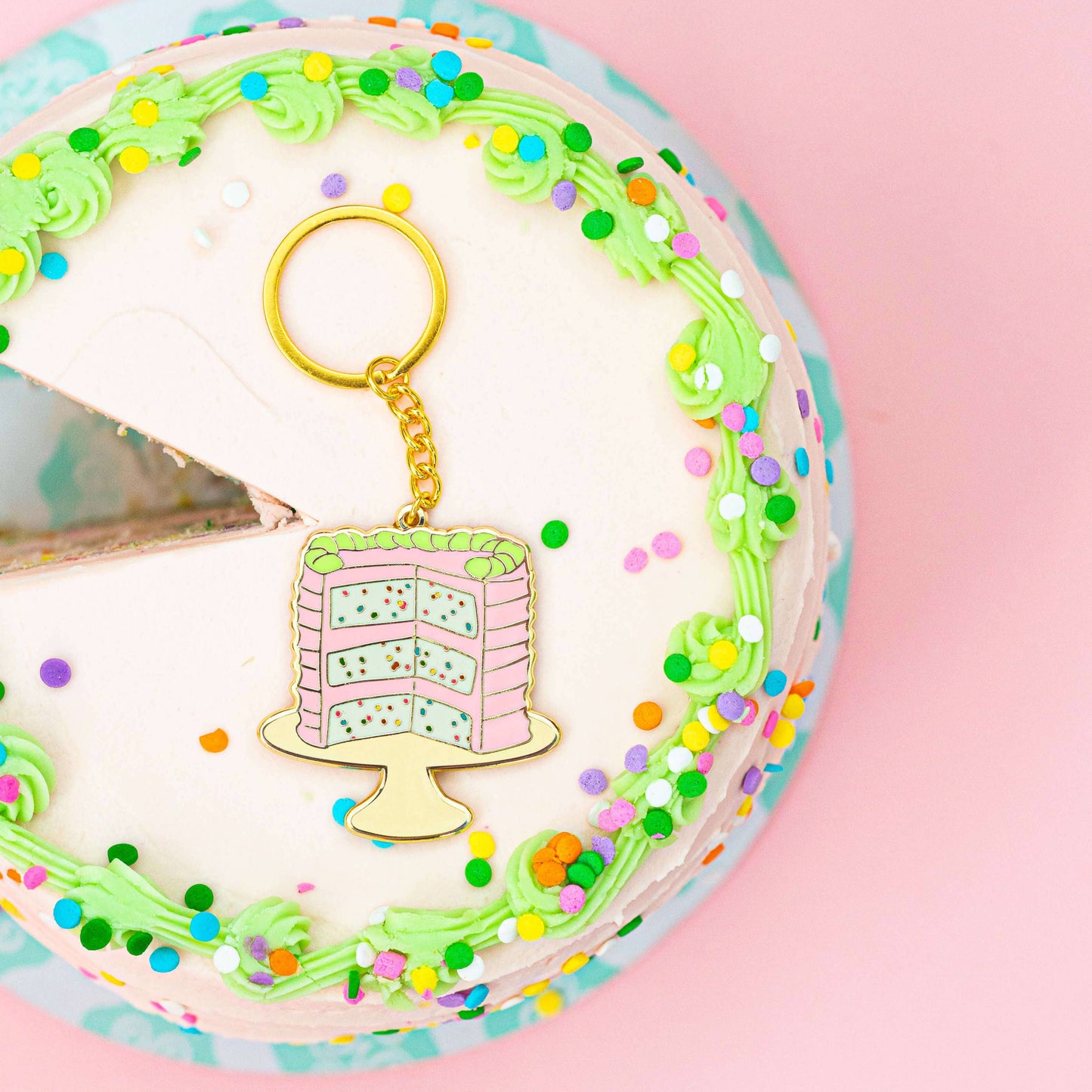 Confetti Cake Enamel Keychain