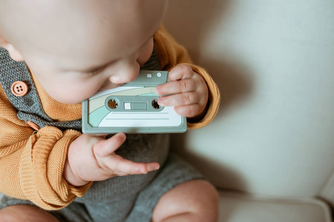 Cassette Tape Teether with Clip