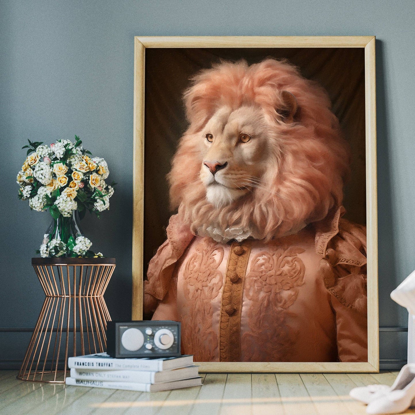 Lion in Peach Jacket Print