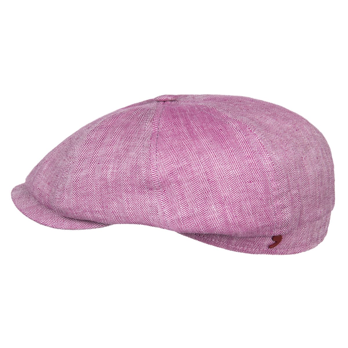 The "Pink Herringbone Shelby" Italian Linen Newsboy Cap by Alfonso D'Este