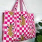 Checkered Jaguar Quilted Tote Bag