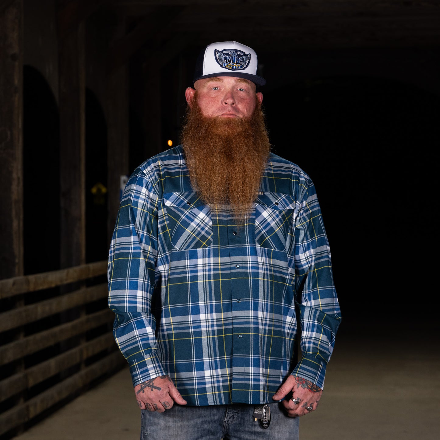 Hales Speed Shop Clothing Anchors Aweigh Flannel, Blue and White