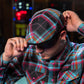 The "Saturday Night Special" Flannel Flat Cap Hales Speed Shop X FunkyBrims Collab with Cap Pin