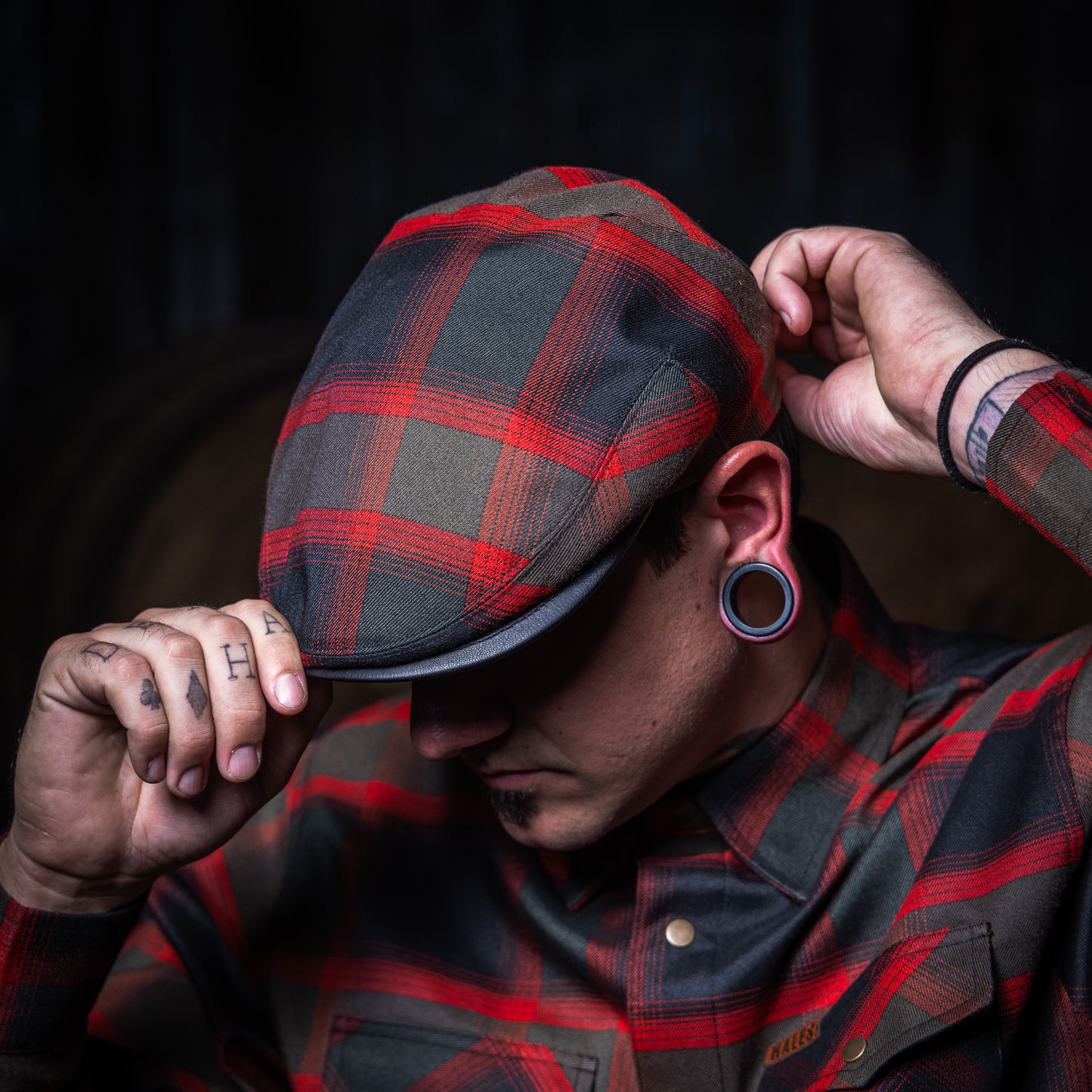 The Springwood Slasher Flannel Flat Cap Hales Speed Shop X FunkyBrims Collab (with Pin)