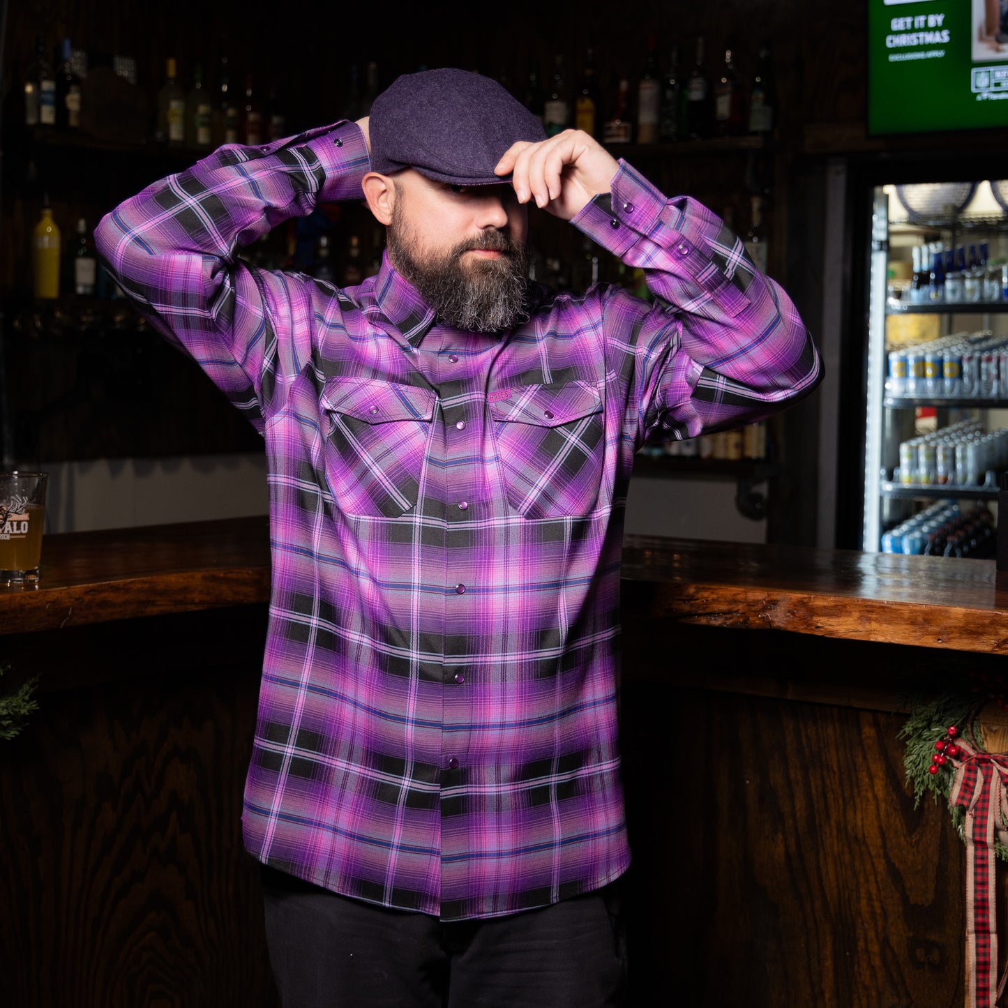 The Live Wire Purple Tweed Flat Cap Hales Speed Shop X FunkyBrims Collab (with Pin)