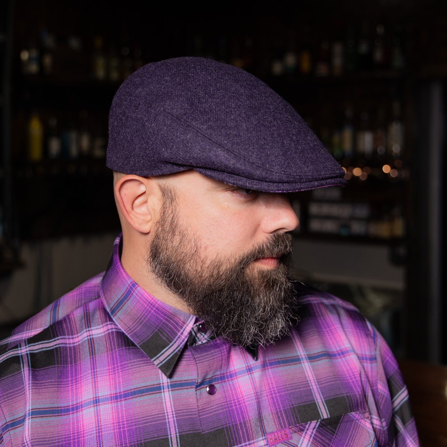 The Live Wire Purple Tweed Flat Cap Hales Speed Shop X FunkyBrims Collab (with Pin)