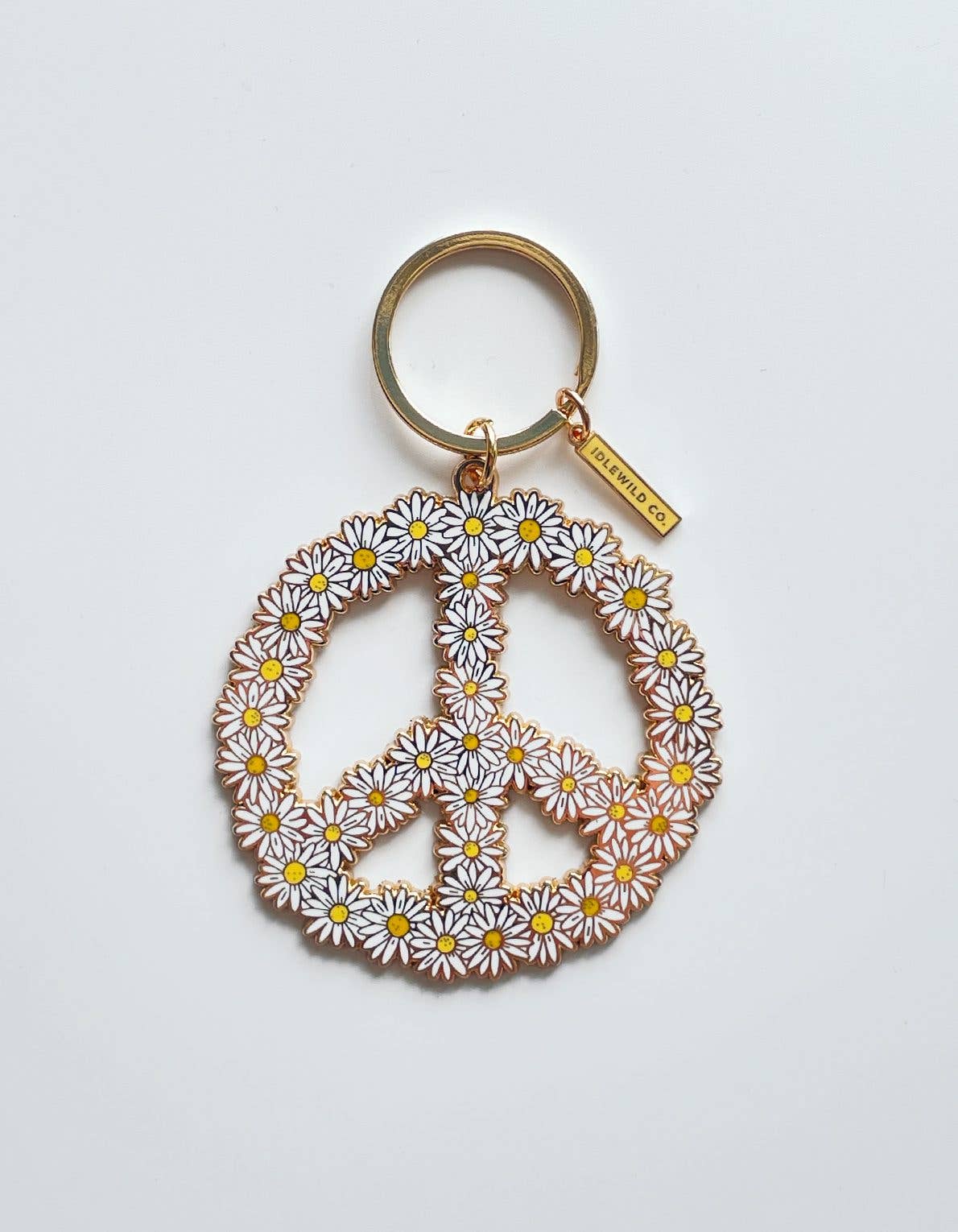 Peace Daisy Enamel Keychain