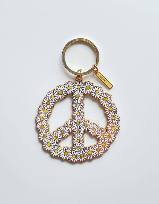 Peace Daisy Enamel Keychain