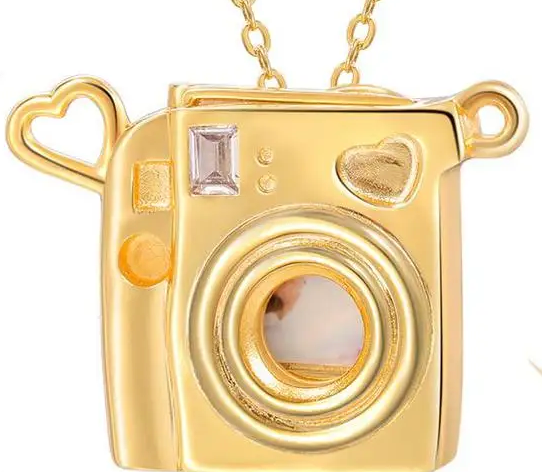 Polaroid Camera 14K Gold Steel Necklace