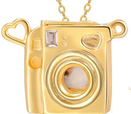 Polaroid Camera 14K Gold Steel Necklace