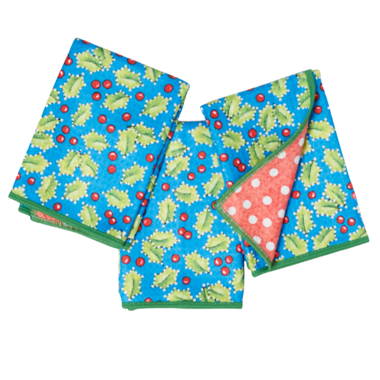 Christmas Holly Mighty Mini Towel (Set of 3) Reversible