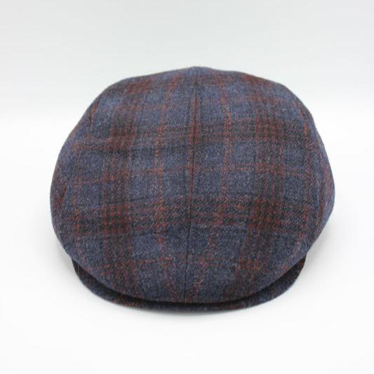 The "Navy Blue Plaid" Wool Flat Cap by Hologramme Paris