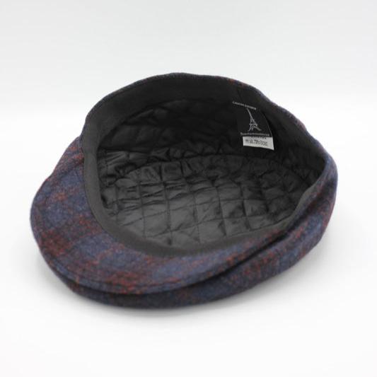 The "Navy Blue Plaid" Wool Flat Cap by Hologramme Paris