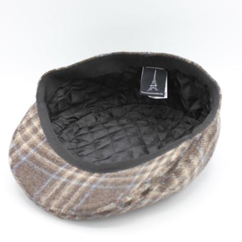 The "Beige Plaid" Wool Flat Cap by Hologramme Paris