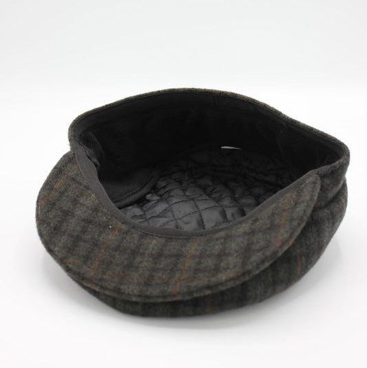 The "Stay Warm" Green Plaid Newsboy Cap with Ear Flaps by Hologramme Paris