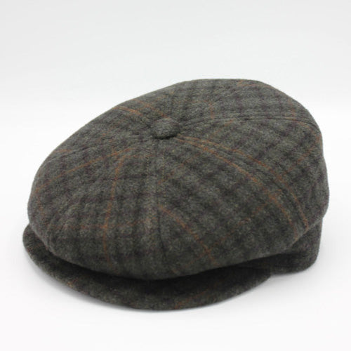 The "Stay Warm" Green Plaid Newsboy Cap with Ear Flaps by Hologramme Paris