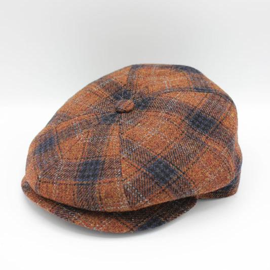 The "Orange Plaid" Wool Newsboy Cap by Hologramme Paris