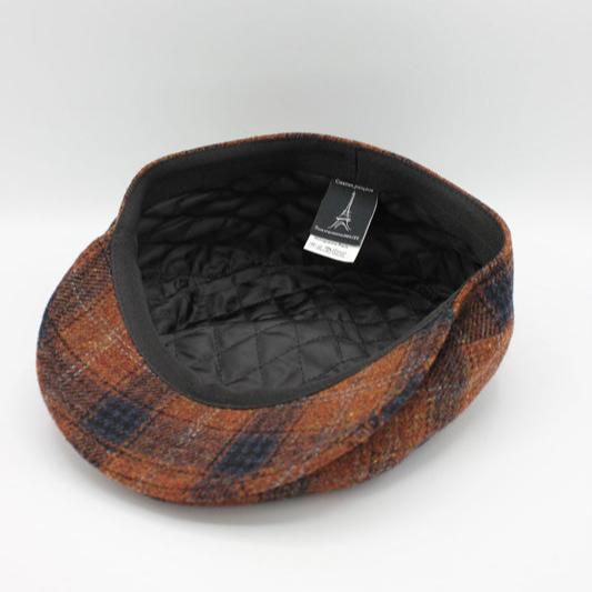 The "Orange Plaid" Wool Newsboy Cap by Hologramme Paris