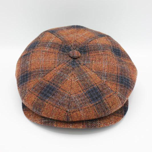 The "Orange Plaid" Wool Newsboy Cap by Hologramme Paris