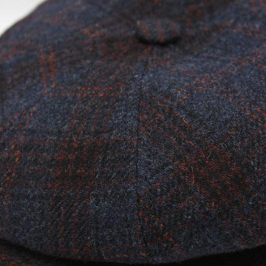 The "Navy Blue Plaid" Wool Newsboy Cap by Hologramme Paris