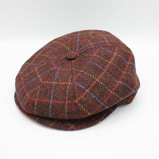 The "Rusty Bright Plaid" Wool Newsboy Cap by Hologramme Paris