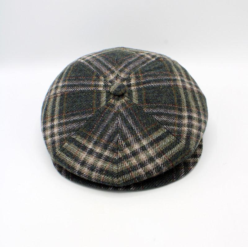 The "Green Plaid" Wool Newsboy Cap by Hologramme Paris