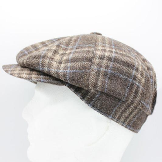 The "Beige Plaid" Wool Newsboy Cap by Hologramme Paris