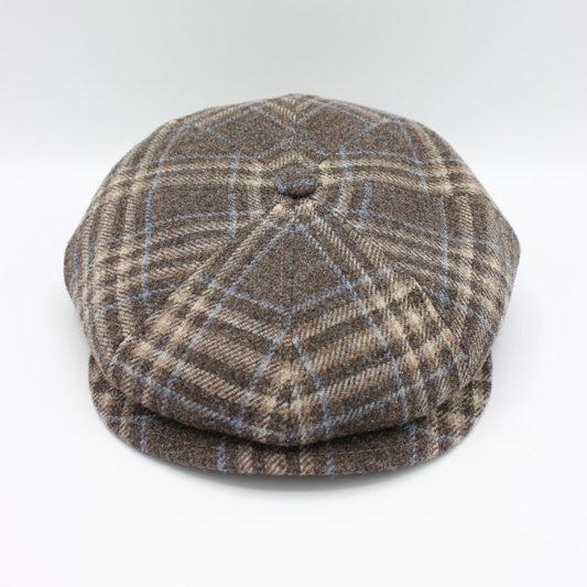 The "Beige Plaid" Wool Newsboy Cap by Hologramme Paris