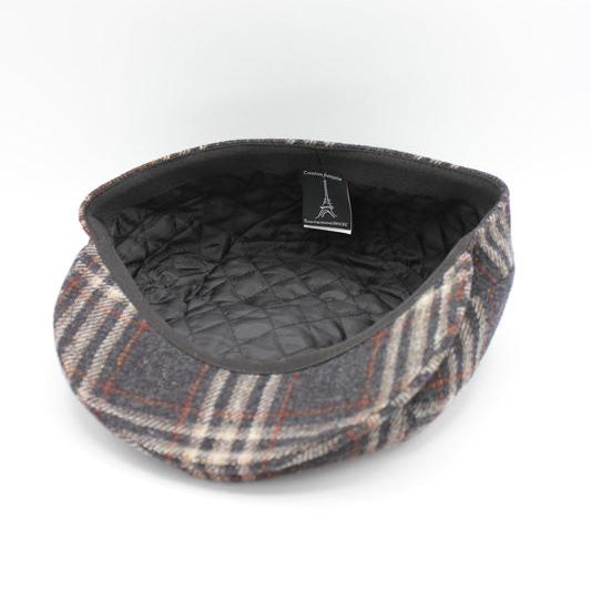 The "Black Plaid" Wool Newsboy Cap by Hologramme Paris