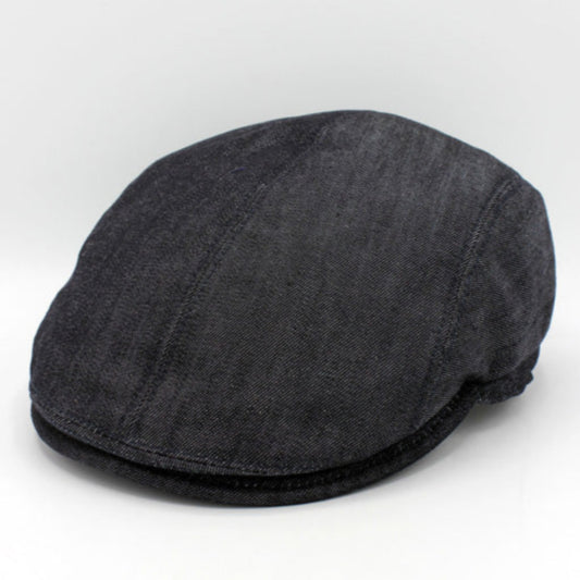 The "Shadow" - Black Denim Summer Flat Cap by Hologramme Paris