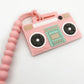 Silicone Boom Box Teether with Clip - Light Pink