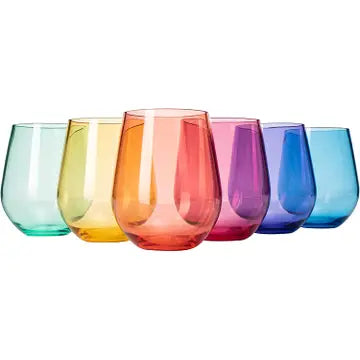 Unbreakable Colored Stemless Italian Wine Glasses Acrylic