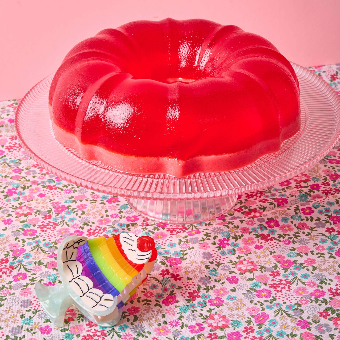 Large Rainbow Jello Cake Hair Claw Clip