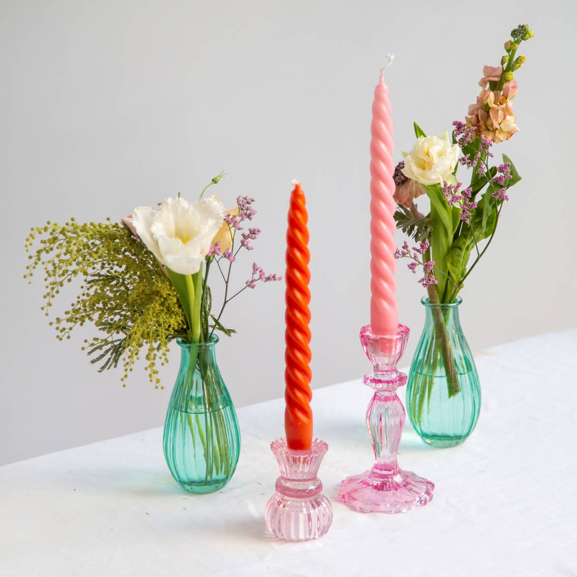 Small Pink Glass Candle Holder