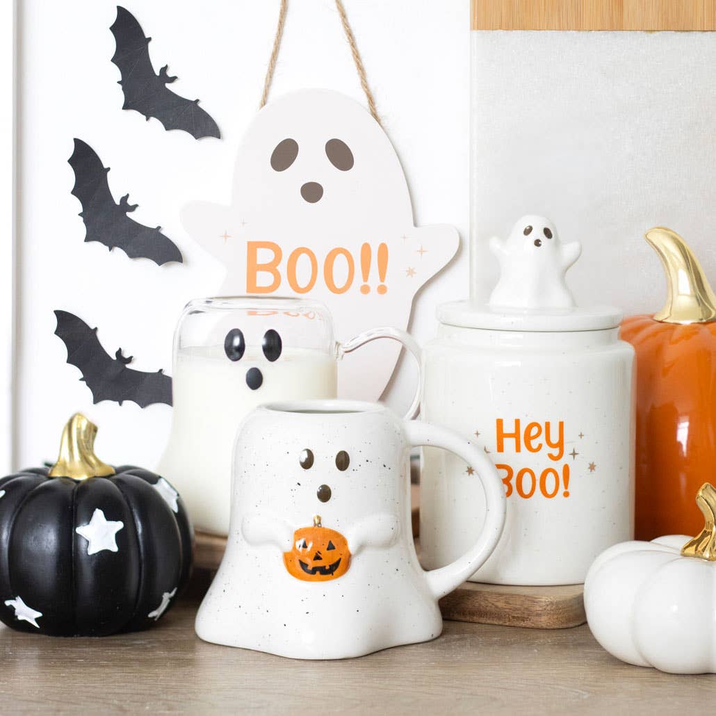 Ghost Shaped Halloween Mug with Pumpkin