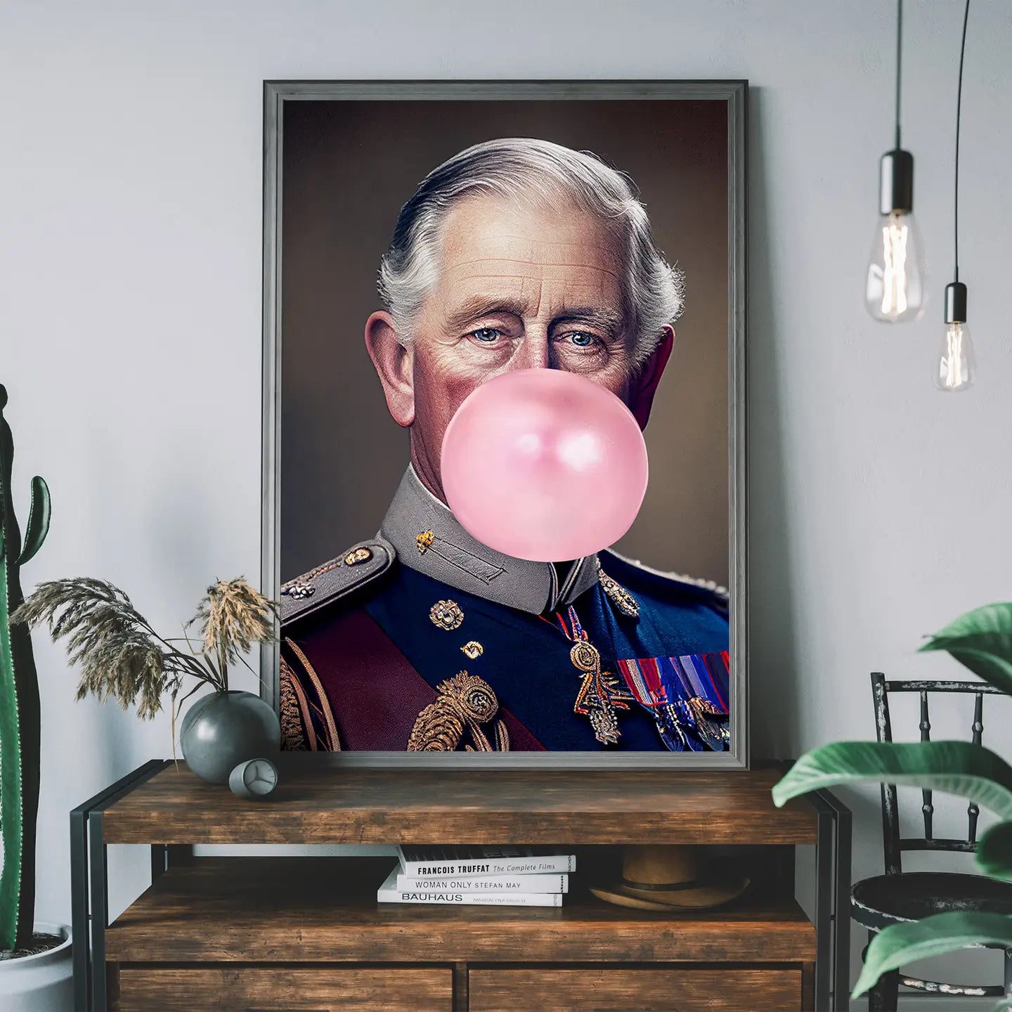 King Charles Iii Blowing Bubblegum Print