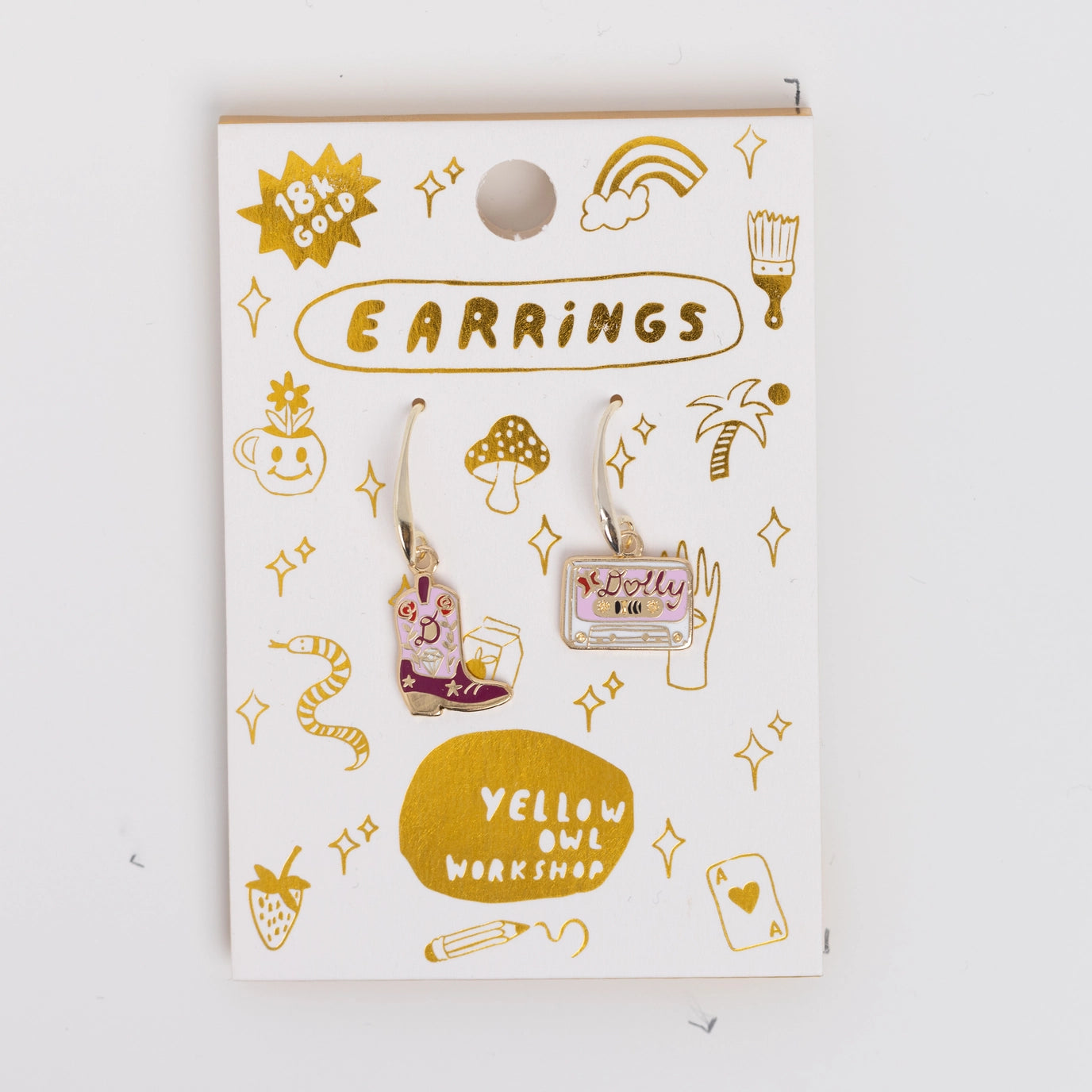 Yellow Owl Drop Earrings