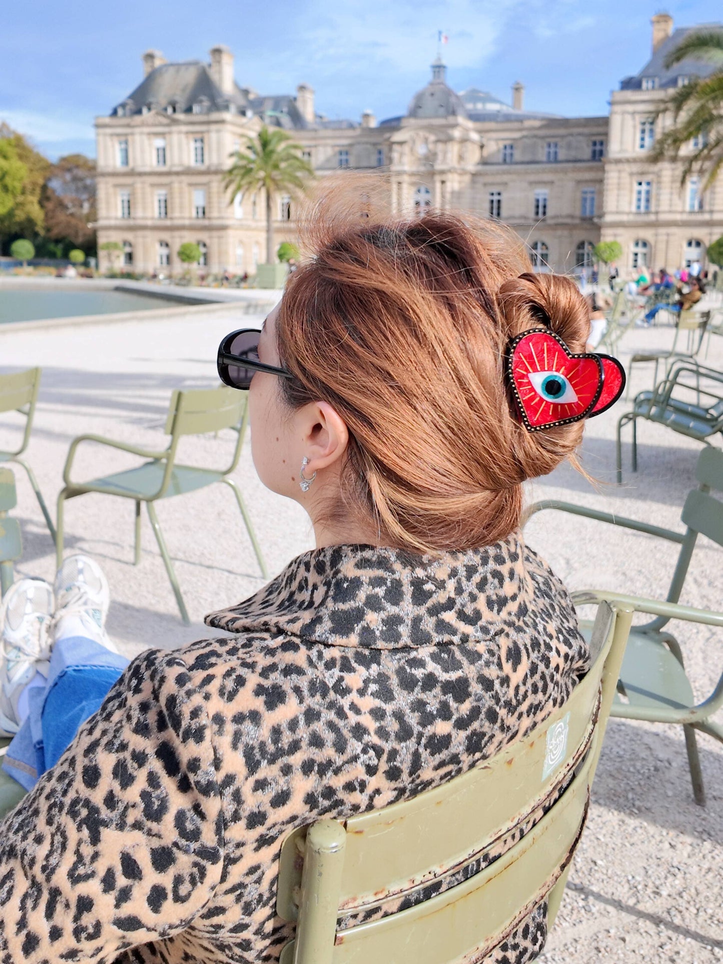 Hand-painted Lucky Eye Heart Hair Claw Clip