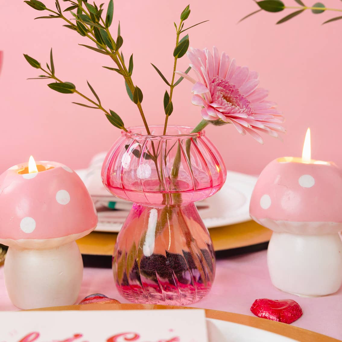 Large Pink Toadstool Mushroom Candle