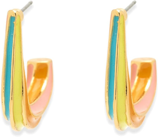 Pura Vida Twisted Enamel Stripe Drop Earrings